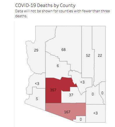 Covid deaths by county in Arizona as of 5-22-20